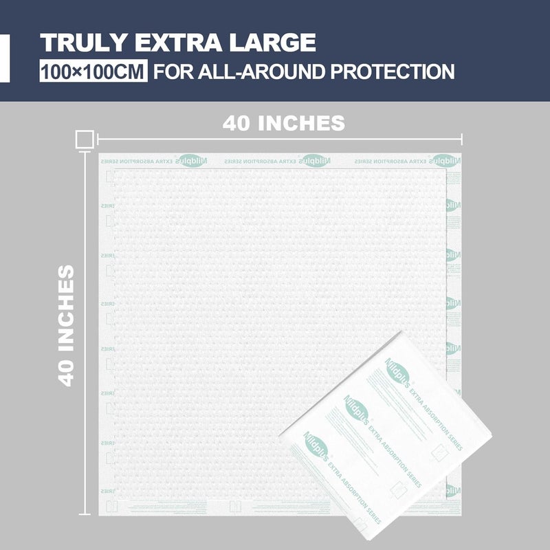 MILDPLUS Heavy Duty Underpads 40x40 Inch - 180 Gram Absorbent Disposable Bed Pads, Leakproof Waterproof Protection for Incontinence, Elderly Care, Pets & Postpartum (10 Count, Discreet Packaging) - Image 2